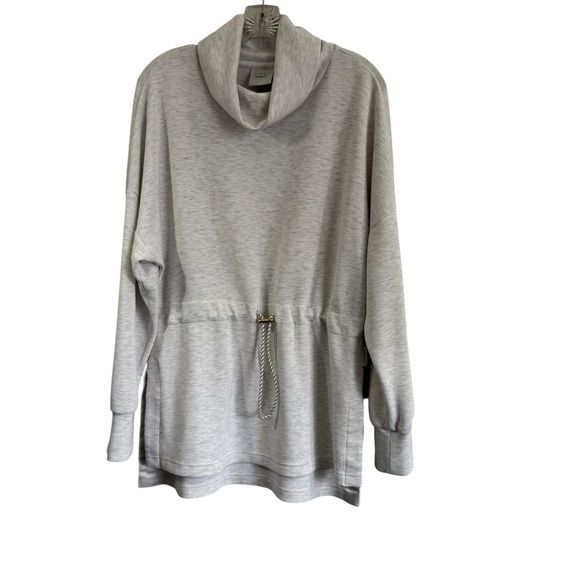 Varley Freya Ivory Marl Doublesoft Funnel Neck Tunic Sweatshirt Womens Medium - Picture 2 of 15